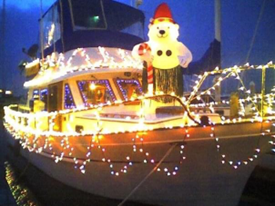 Boat with Christmas lights